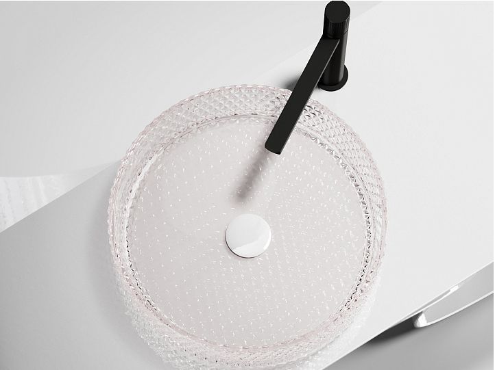 Умывальник CERAMICANOVA Cristal чаша накладная круглая 360 мм (цвет розовый) CN6061 Умывальник CERAMICANOVA Cristal чаша накладная круглая 360 мм (цвет розовый) CN6061