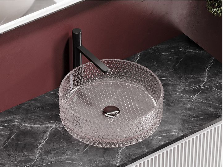 Умывальник CERAMICANOVA Cristal чаша накладная круглая 360 мм (цвет розовый) CN6061 Умывальник CERAMICANOVA Cristal чаша накладная круглая 360 мм (цвет розовый) CN6061