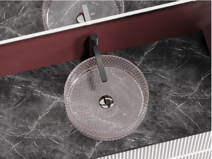 Умывальник CERAMICANOVA Cristal чаша накладная круглая 360 мм (цвет розовый) CN6061 Умывальник CERAMICANOVA Cristal чаша накладная круглая 360 мм (цвет розовый) CN6061