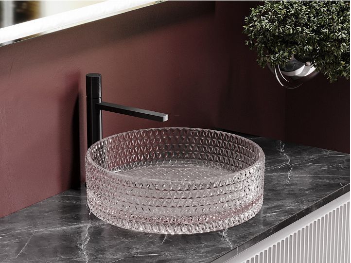 Умывальник CERAMICANOVA Cristal чаша накладная круглая 360 мм (цвет розовый) CN6061 Умывальник CERAMICANOVA Cristal чаша накладная круглая 360 мм (цвет розовый) CN6061