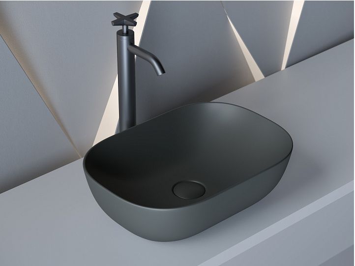 Умывальник CERAMICANOVA Element чаша накладная прямоугольная (цвет Темный Антрацит Матовый) CN6009MDH