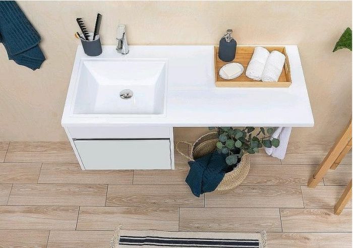 Тумба с раковиной Aquanet Токио 110 L 239208 подвесная Белая