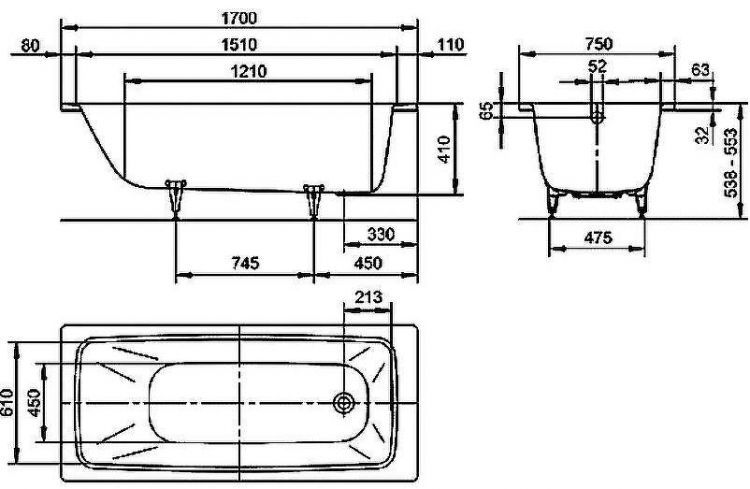 Стальная ванна Kaldewei Cayono 748 160х70 274800013001 с покрытием Easy-clean