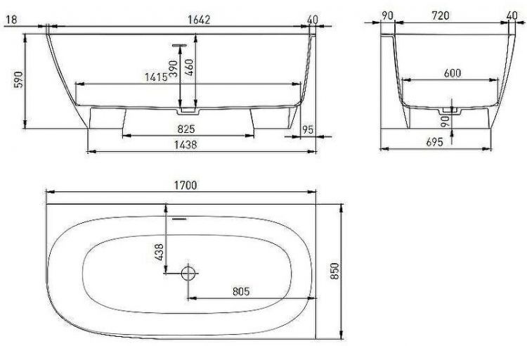 Ванна из искусственного камня Salini Sofia Corner R 170х85 102524M Белая матовая