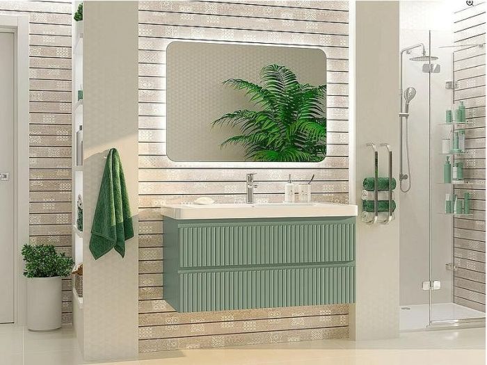 Тумба с раковиной Brevita Victory 105 УТ000016000 подвесная Зеленая матовая