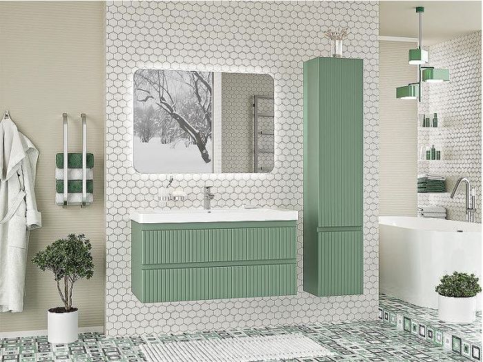 Тумба с раковиной Brevita Victory 105 УТ000016000 подвесная Зеленая матовая