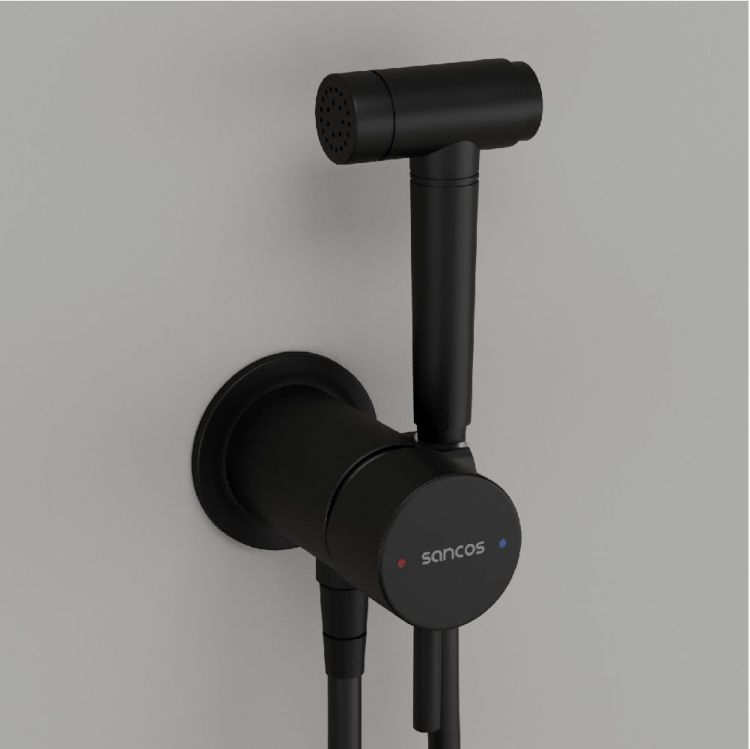Гигиенический душ SANCOS Atom со смесителем, цвет черный матовый, SC2001MB Гигиенический душ SANCOS Atom со смесителем, цвет черный матовый, SC2001MB