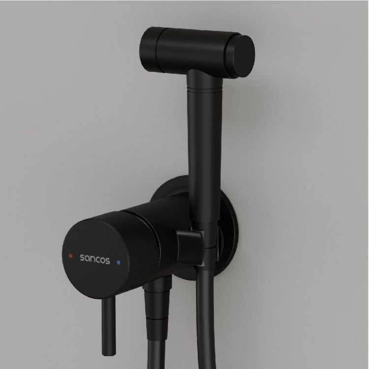 Гигиенический душ SANCOS Atom со смесителем, цвет черный матовый, SC2001MB Гигиенический душ SANCOS Atom со смесителем, цвет черный матовый, SC2001MB