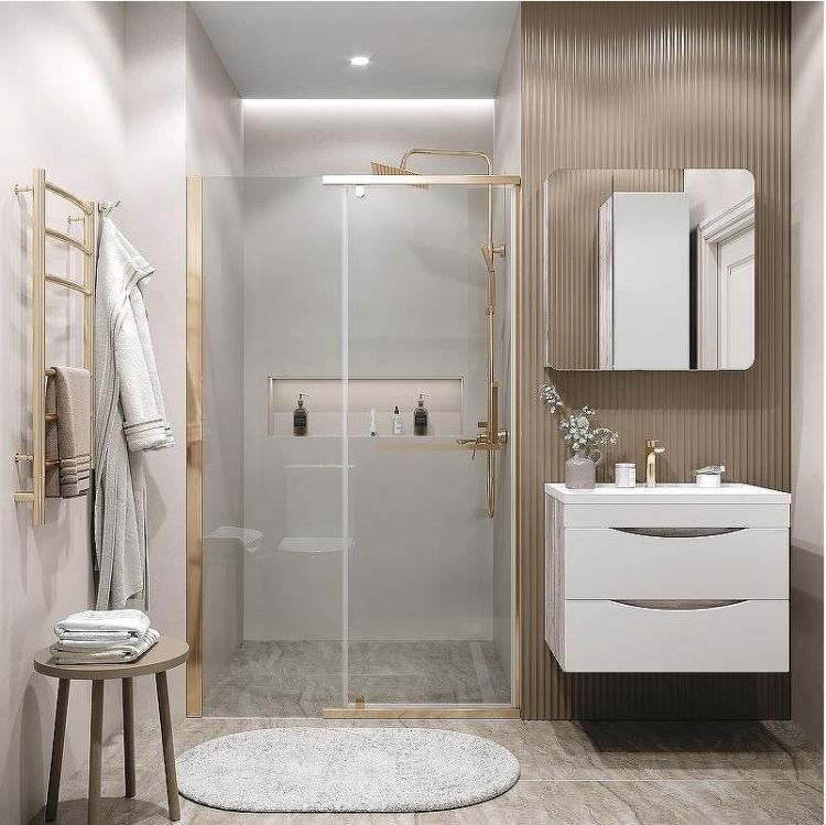 Душевая дверь Grossman Pragma 100 100.K33.03.100.32.00 профиль Золото сатин стекло прозрачное