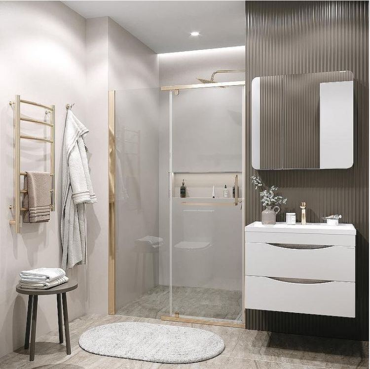 Душевая дверь Grossman Pragma 100 100.K33.03.100.32.00 профиль Золото сатин стекло прозрачное