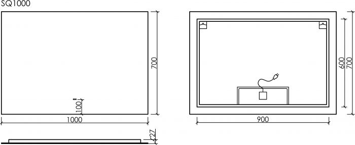 Зеркало SANCOS c подсветкой Square, 1000х700, SQ1000