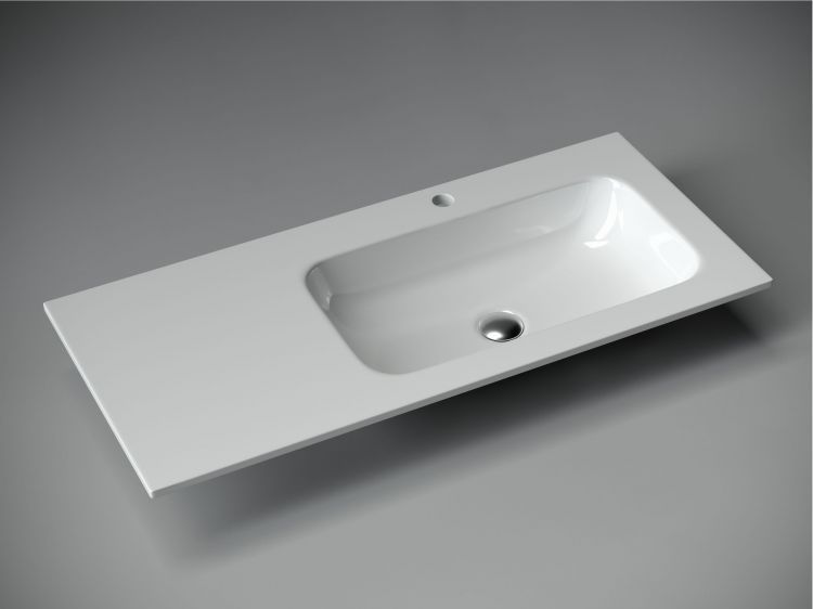 Раковина накладная SANCOS Grace прямоугольная, 1010x457x137 мм, чаша справа, с отверстием под смеситель, цвет белый, CN7015 Раковина накладная SANCOS Grace прямоугольная, 1010x457x137 мм, чаша справа, с отверстием под смеситель, цвет белый, CN7015