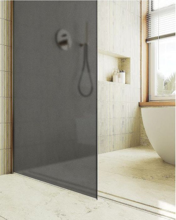 Душевая перегородка Maybah Glass MGD-682-3ш 1090x1950 в широком профиле Золото стекло графитовое матовое