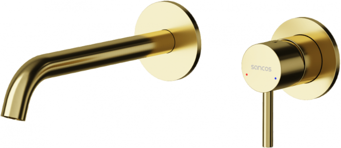 Смеситель для раковины SANCOS Etna с внутренней частью, брашированное золото, PVD покрытие, SC9004BG