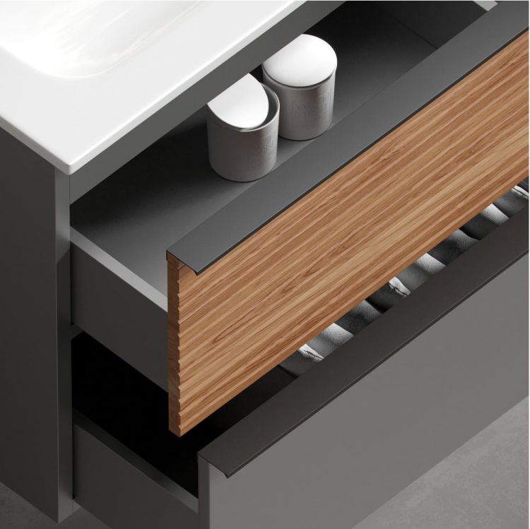 Тумба подвесная SANCOS Delta, Дуб красный/графит 995х445х500, под раковину, DL100GR Тумба подвесная SANCOS Delta, Дуб красный/графит 995х445х500, под раковину, DL100GR