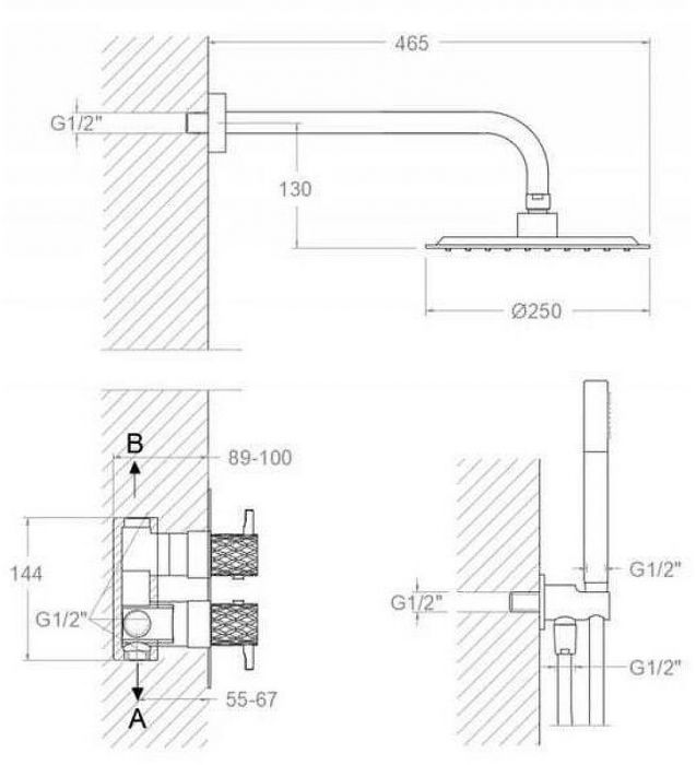 Душевая система Ramonsoler Odisea Joya K5987021OC с термостатом Золото брашированное