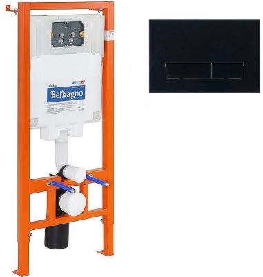 Инсталляция BelBagno BB002-80/BB012-MR-NERO.M с Черной матовой клавишей смыва