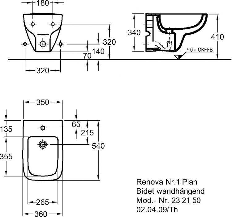 Биде подвесное Keramag Renova Nr.1 Plan, 232150000