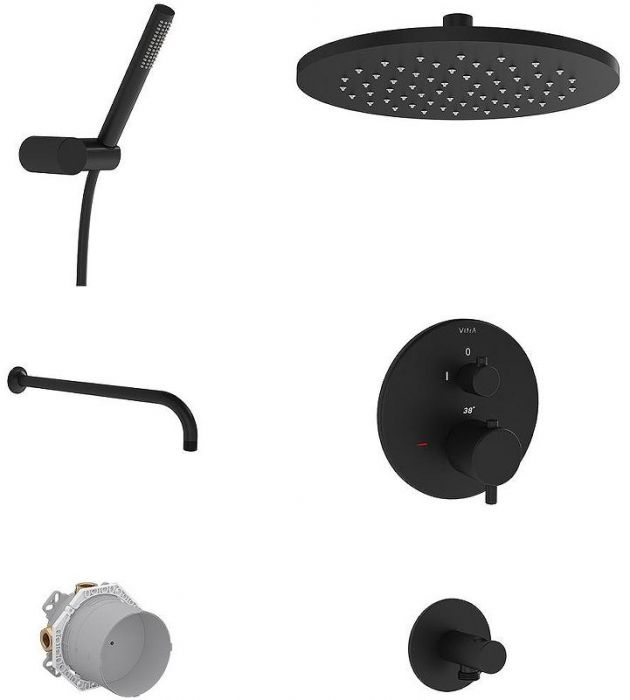 Душевая система Vitra Origin A49312EXP с термостатом Черная матовая