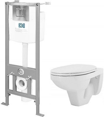 Комплект унитаза с инсталляцией Rosa Рио 4610119204082 с сиденьем Микролифт и клавишей смыва Хром