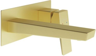Смеситель для раковины настенного монтажа со скрытой частью AQUEDUTO CLARO,  шлифованное золото (CLA0450)
