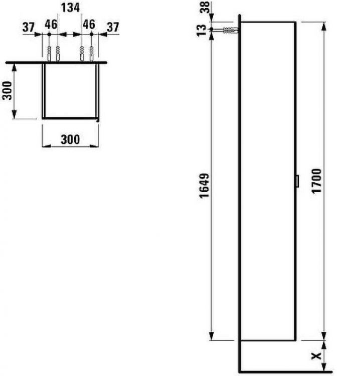 Шкаф пенал Laufen Val 30 4.1090.1.160.100.1 подвесной Белый матовый