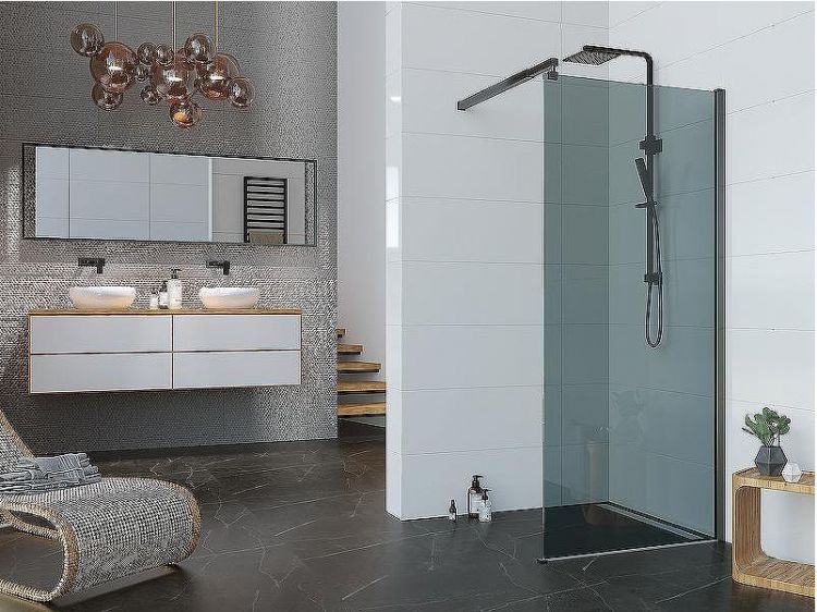 Душевая перегородка Alex Baitler 120 AB29120B4 профиль Черный стекло тонированное