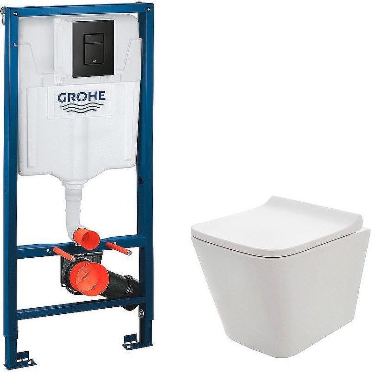 Комплект унитаза AQUAme AQM2004 с инсталляцией Grohe Rapid SL 38811KF0 с сиденьем Микролифт и Черной матовой клавишей смыва Комплект унитаза AQUAme AQM2004 с инсталляцией Grohe Rapid SL 38811KF0 с сиденьем Микролифт и Черной матовой клавишей смыва