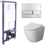 Комплект унитаза Niagara Vista NG-9301 с инсталляцией Berges Novum L3 040213 с сиденьем Микролифт и клавишей смыва Хром