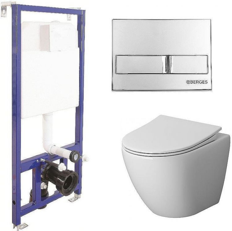 Комплект унитаза Niagara Vista NG-9301 с инсталляцией Berges Novum L3 040213 с сиденьем Микролифт и клавишей смыва Хром