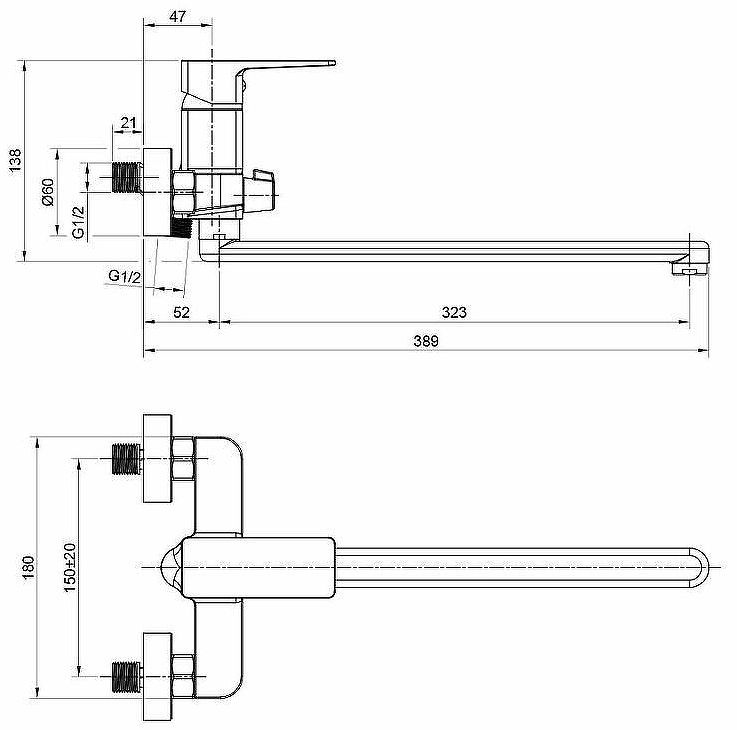 Смеситель для ванны WesnaArt Narcis NAR06-320-25221 универсальный Хром