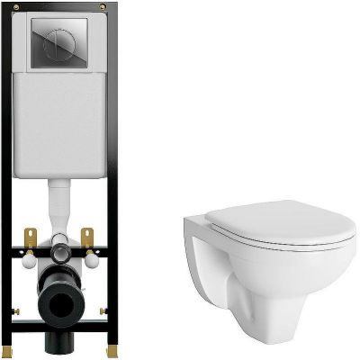 Комплект унитаза Berges Gamma 081105 с инсталляцией Cersanit Black 35 S-IN-BLACK-Cg-w с сиденьем Микролифт и клавишей смыва Хром