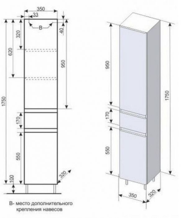 Шкаф пенал Style Line Атлантика 35 L Люкс Plus СС-00002228 с бельевой корзиной Ясень перламутр