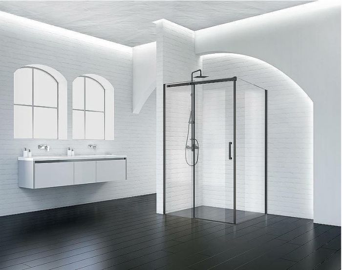 Душевой уголок BelBagno Acqua 150х90 ACQUA-AH-1-150/90-C-NERO профиль Черный стекло прозрачное