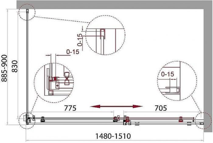 Душевой уголок BelBagno Acqua 150х90 ACQUA-AH-1-150/90-C-NERO профиль Черный стекло прозрачное