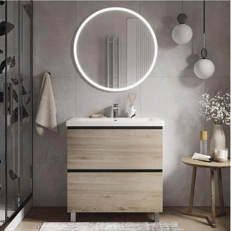 Тумба под раковину Vigo Cross 80 449 цвет Дуб давос натуральный Белый