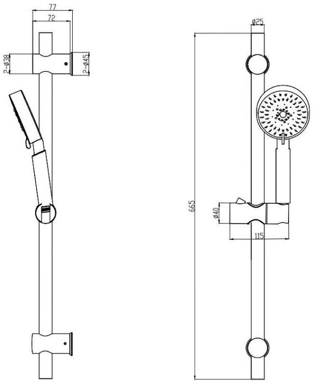 Душевой гарнитур Olive's BD04B Черный матовый Душевой гарнитур Olive's BD04B Черный матовый