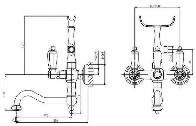 Смеситель для ванны Caprigo Adria-Classic Metal Edition 03M-510-vot Бронза Смеситель для ванны Caprigo Adria-Classic Metal Edition 03M-510-vot Бронза