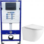 Комплект унитаза WeltWasser Merzbach 043 GL-WT 10000009939 с инсталляцией WellWant Standart 50 WWISI111BB с сиденьем Микролифт и Черной матовой клавишей смыва
