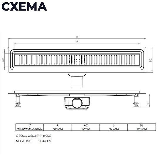 Душевой лоток Logan L007L-750 348105 с решеткой цвет Нержавеющая сталь