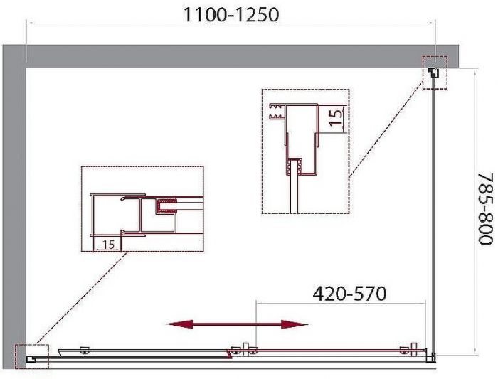 Душевой уголок BelBagno Unique 125х80 UNIQUE-AH-1-110/125-80-C-Cr профиль Хром стекло прозрачное