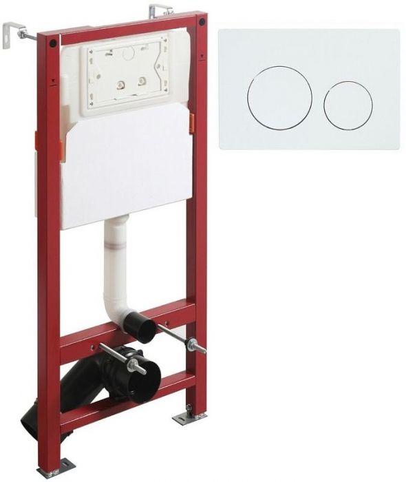 Комплект унитаза с инсталляцией Orange CI01-100W+APB188 с сиденьем Микролифт и Белой глянцевой клавишей смыва