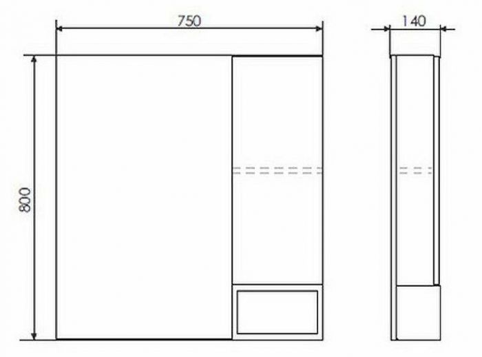 Зеркало со шкафом Comforty Прага 75 00004144199 Дуб белый