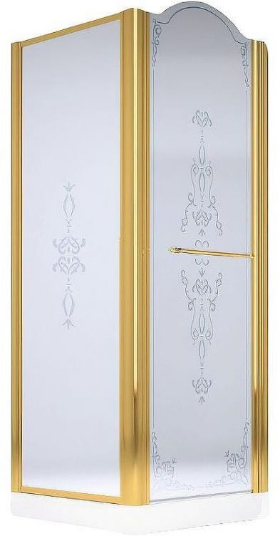 Душевой уголок Migliore Diadema 90x90 R 22684 профиль Золото стекло матовое с декором Душевой уголок Migliore Diadema 90x90 R 22684 профиль Золото стекло матовое с декором