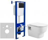 Комплект унитаза Avimano Tradition 1000090 с инсталляцией Berges Atom 410 040340 с сиденьем Микролифт и Черной матовой клавишей смыва