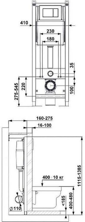Комплект унитаза Avimano Tradition 1000090 с инсталляцией Berges Atom 410 040340 с сиденьем Микролифт и Черной матовой клавишей смыва