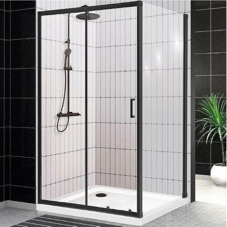 Душевой уголок BelBagno Uno 120x80 UNO-195-AH-1-120/80-C-NERO профиль Черный матовый стекло прозрачное