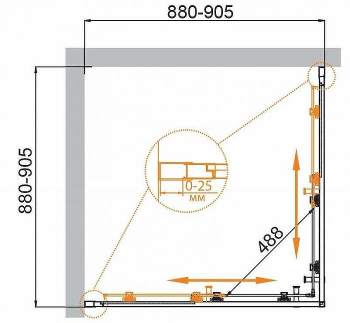 Душевой уголок Cezares Molveno 90х90 MOLVENO-A-2-90-C-Cr-IV профиль Хром стекло прозрачное