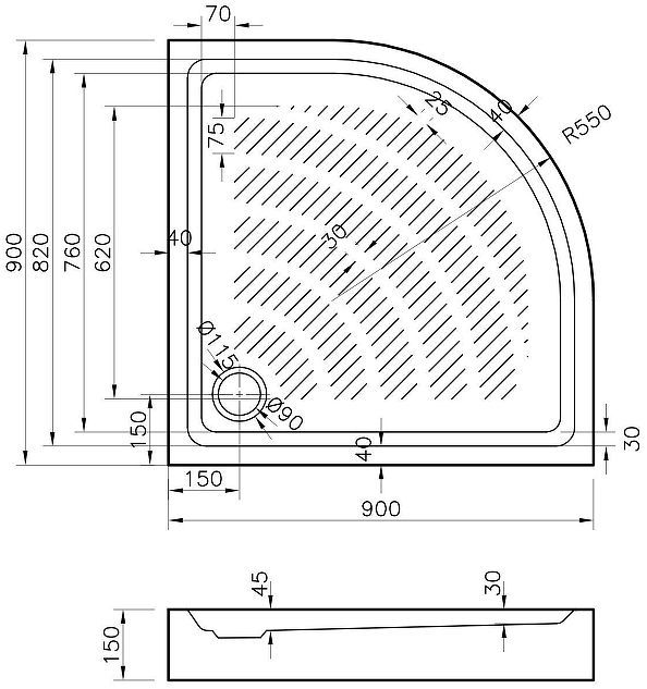 Акриловый поддон для душа Lavinia Boho Rock 90х90 37072900 цвет Белый