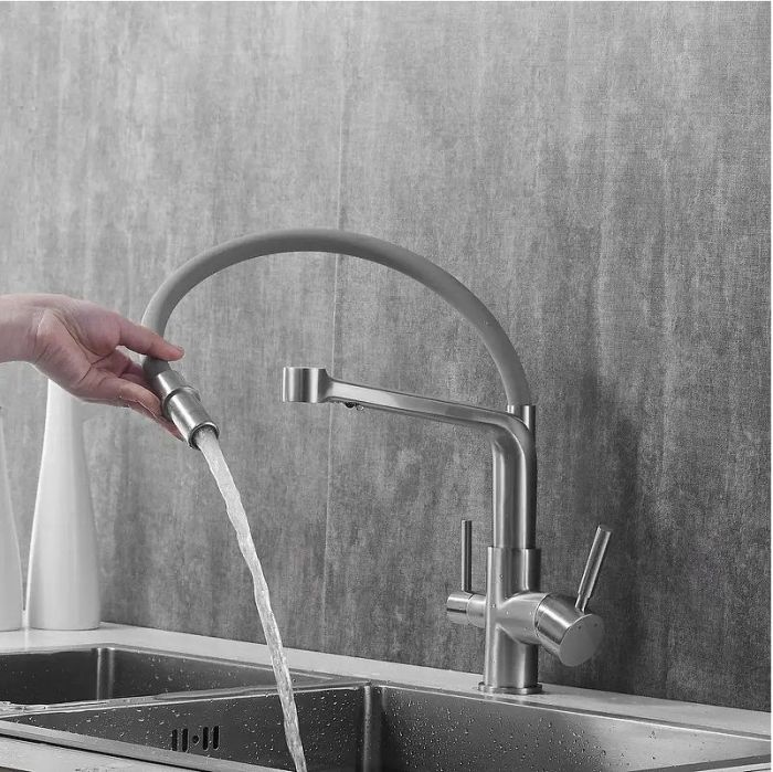 Смеситель для кухни Rose R658L цвет Сатин Серый